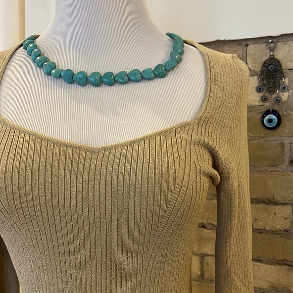 Banana Republic Gold Trumpet Sleeve Knit Top - Picture 2 of 5